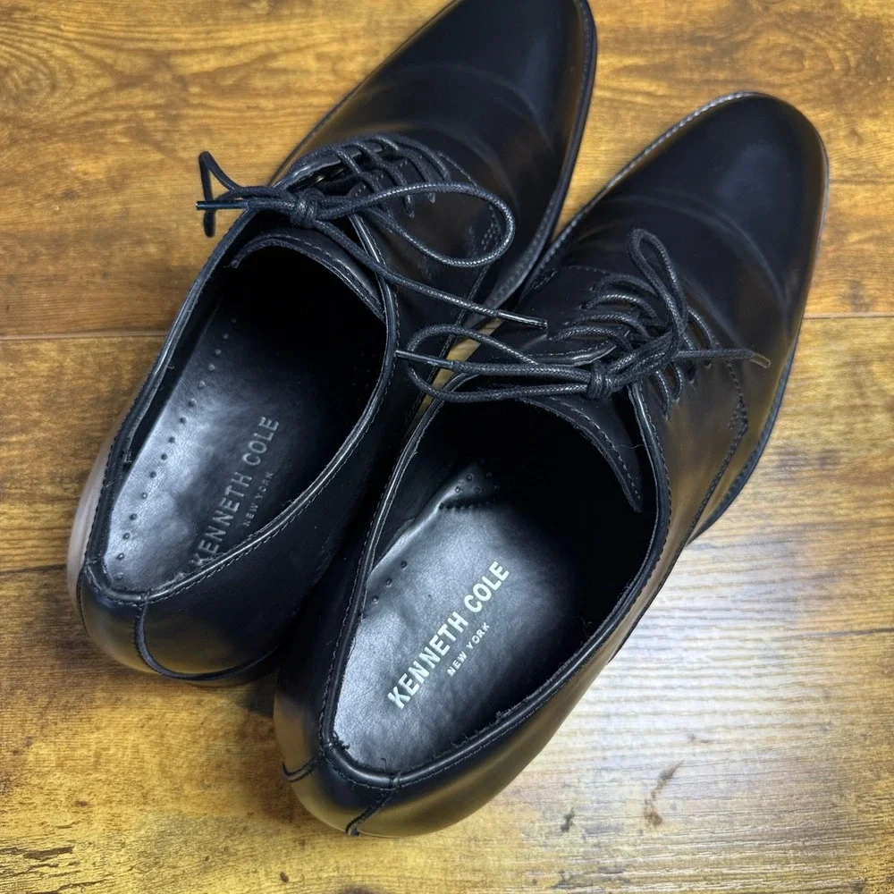 Kenneth Cole New York Design 111561 Black Leather Derby Shoes Mens Size 9.5